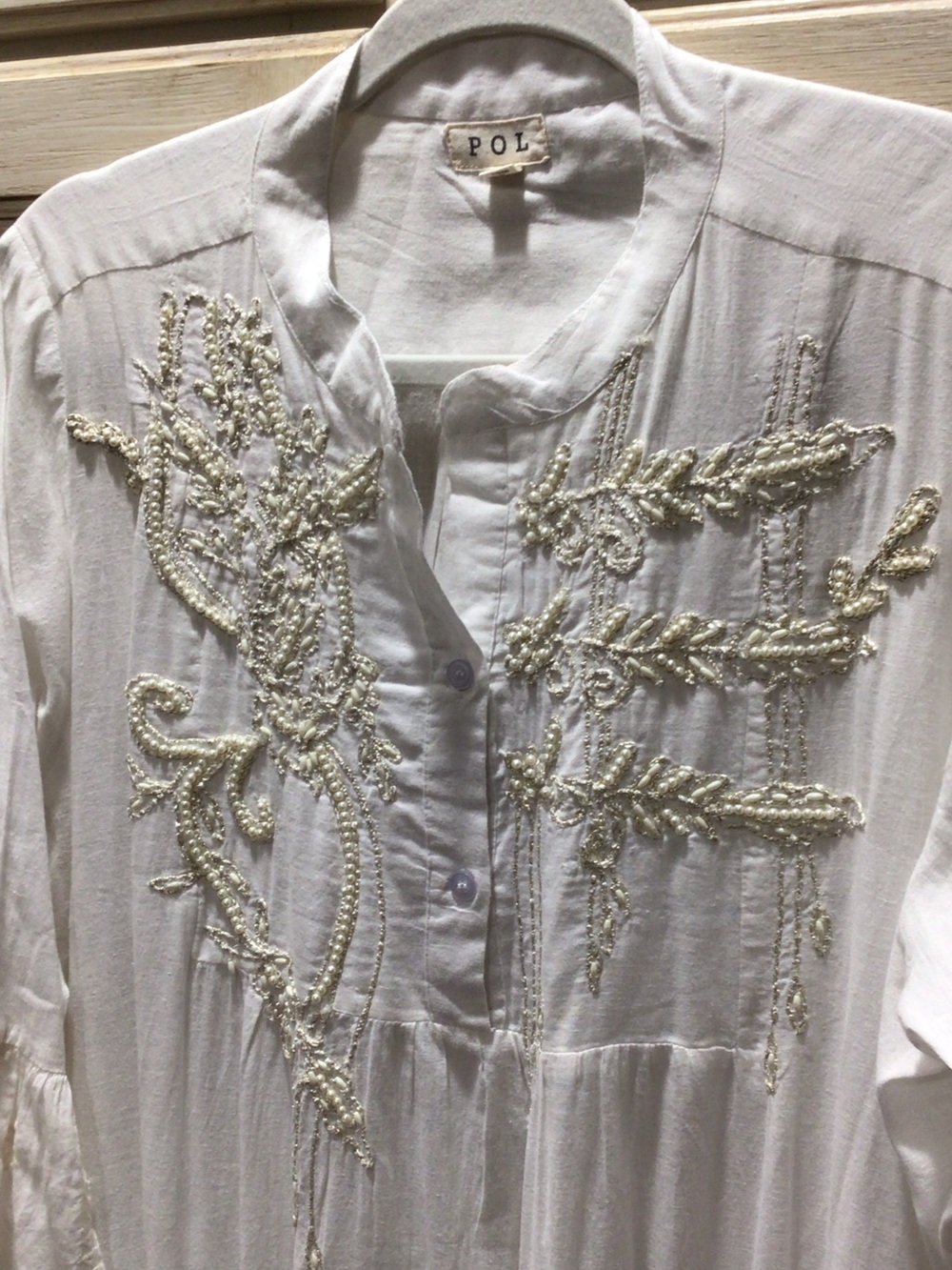 POL NWOT White Maxi Dress with Cream Embroidery & Ruffle 🩷 - Picture 4 of 8